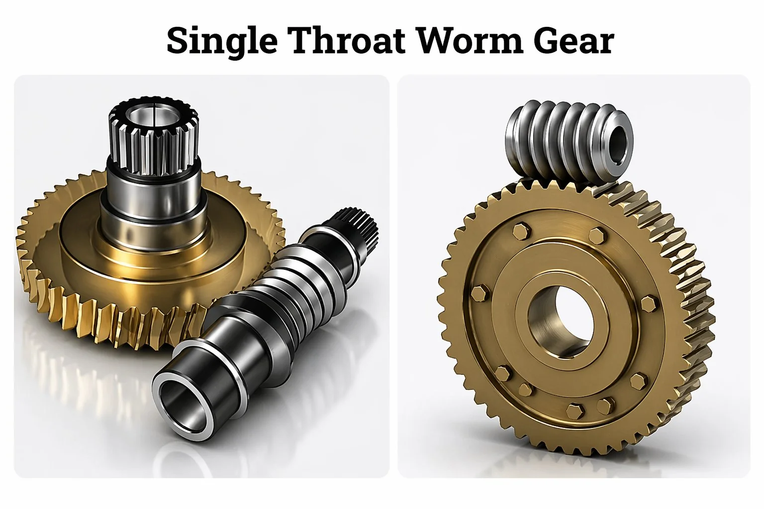 Single-throat worm gear with throated worm wheel