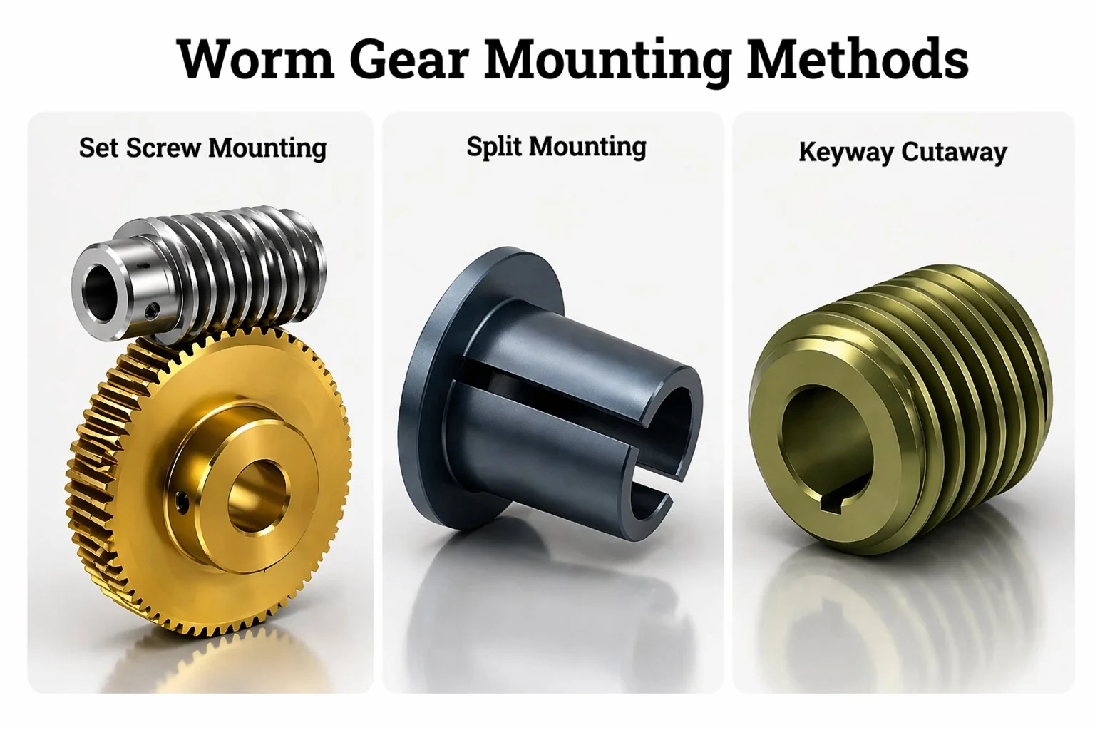 Worm gear mounting methods comparison