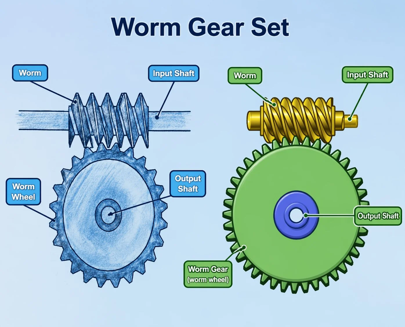 Worm wheel showing tooth profile and throat